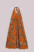 Athena Recycled Sari Maxi Dress in Clementine Bronze Florals - Free Size M/L