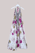 Athena Recycled Sari Maxi Dress in Magenta Peonies - Free Size M/L