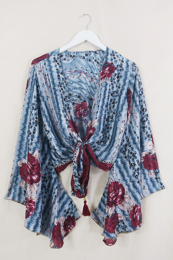 SALE | Gemini Wrap Top - Cherry Blossom River Run  - Vintage Sari - Size XXL by All About Audrey