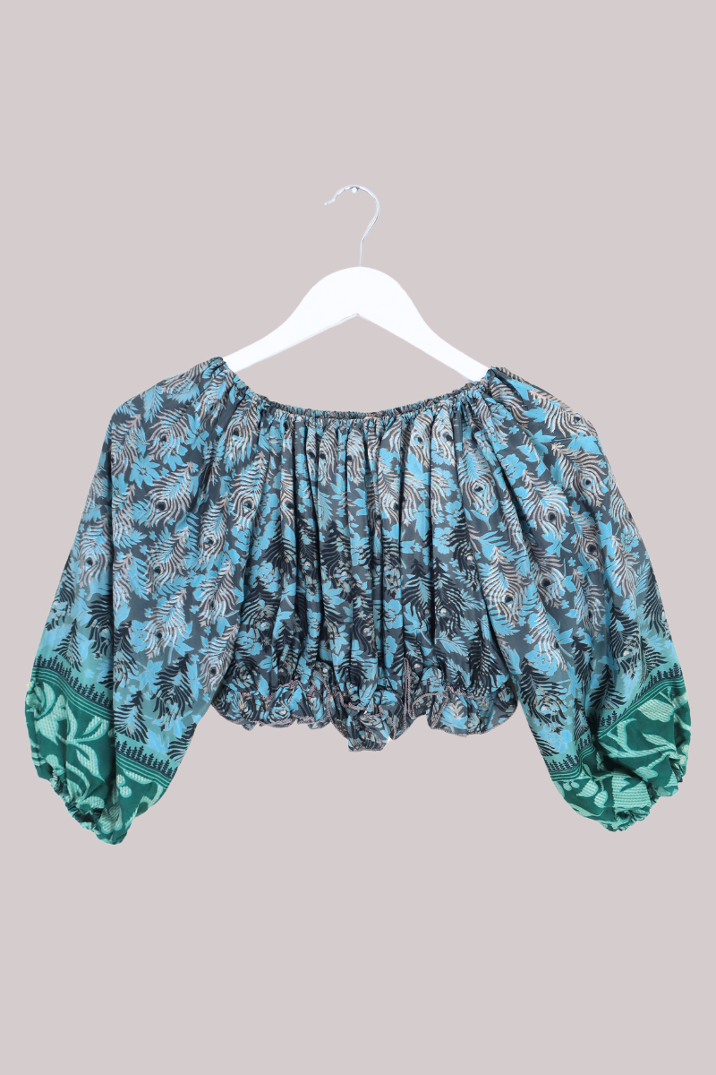 Kitty Vintage Sari Crop Top - Feather and Pine - Free Size