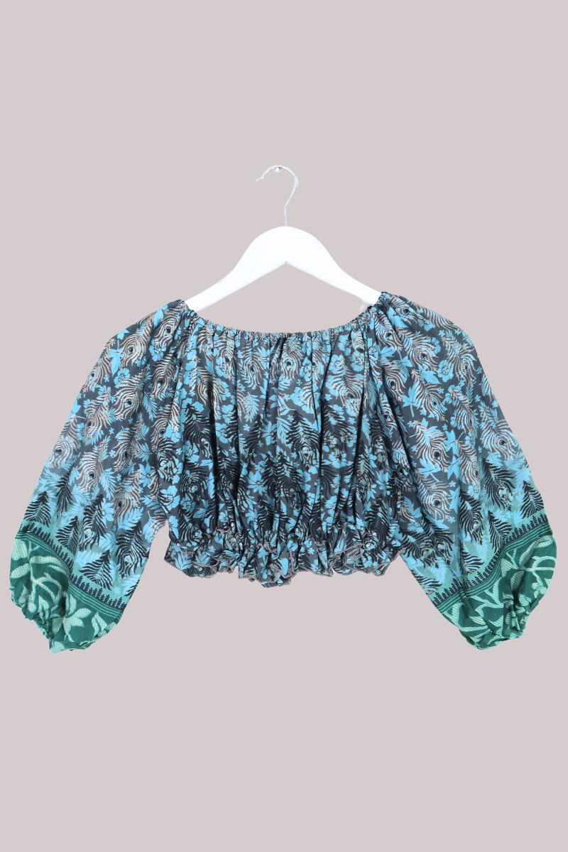 Kitty Vintage Sari Crop Top - Feather and Pine - Free Size