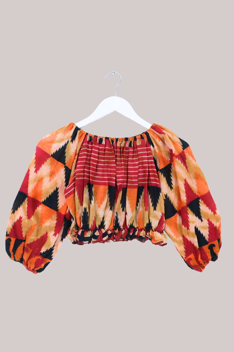 Kitty Vintage Cotton Crop Top - Ember - Free Size