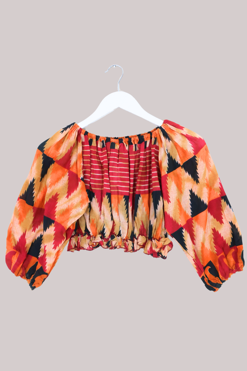Kitty Vintage Cotton Crop Top - Ember - Free Size