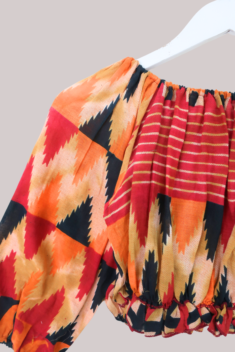 Kitty Vintage Cotton Crop Top - Ember - Free Size