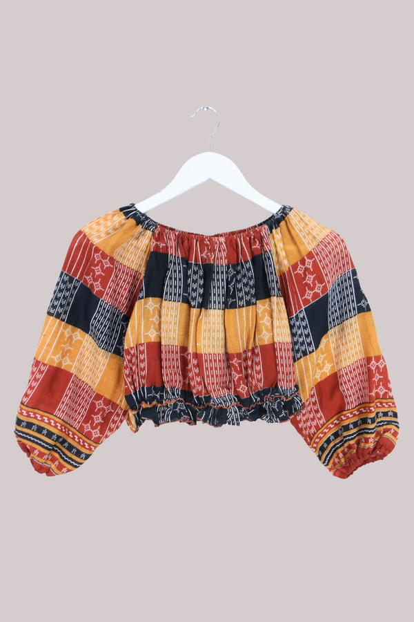 Kitty Vintage Cotton Crop Top - Rusty - Free Size