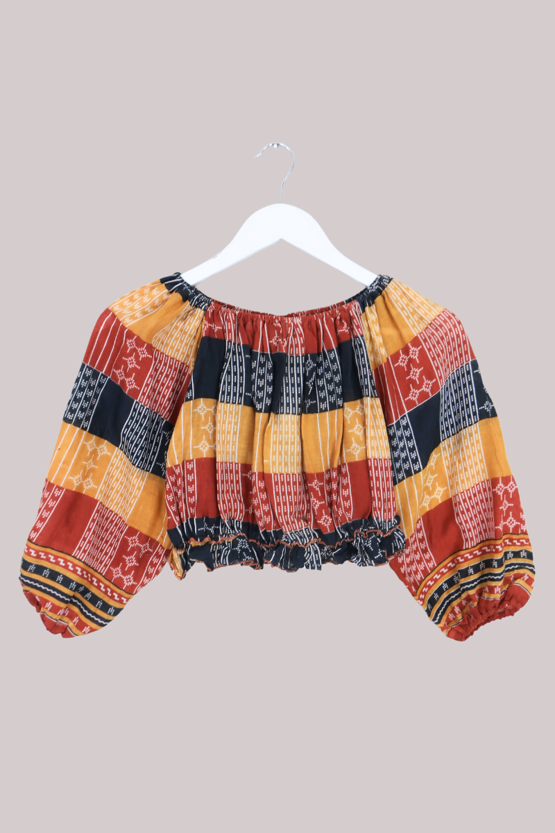 Kitty Vintage Cotton Crop Top - Rusty - Free Size