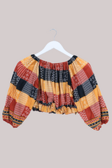 Kitty Vintage Cotton Crop Top - Rusty - Free Size