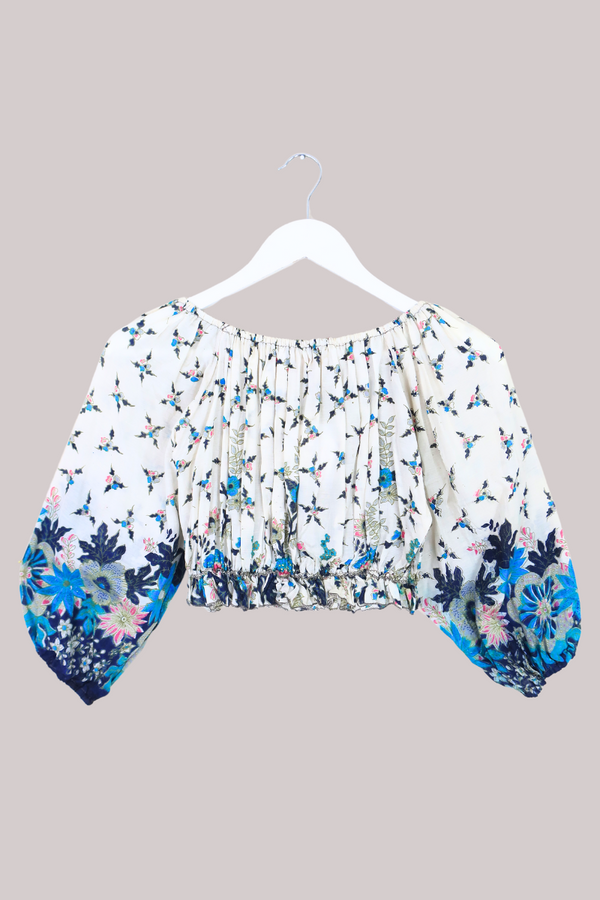 Kitty Vintage Cotton Crop Top - Grecian Garden - Free Size