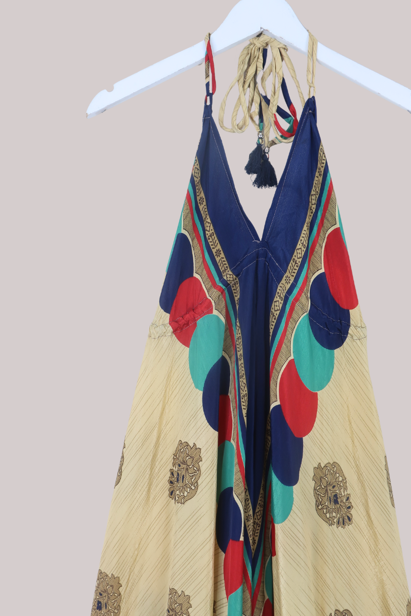 Blossom Halter Maxi Dress in Golden Crests - Free Size XL/XXL