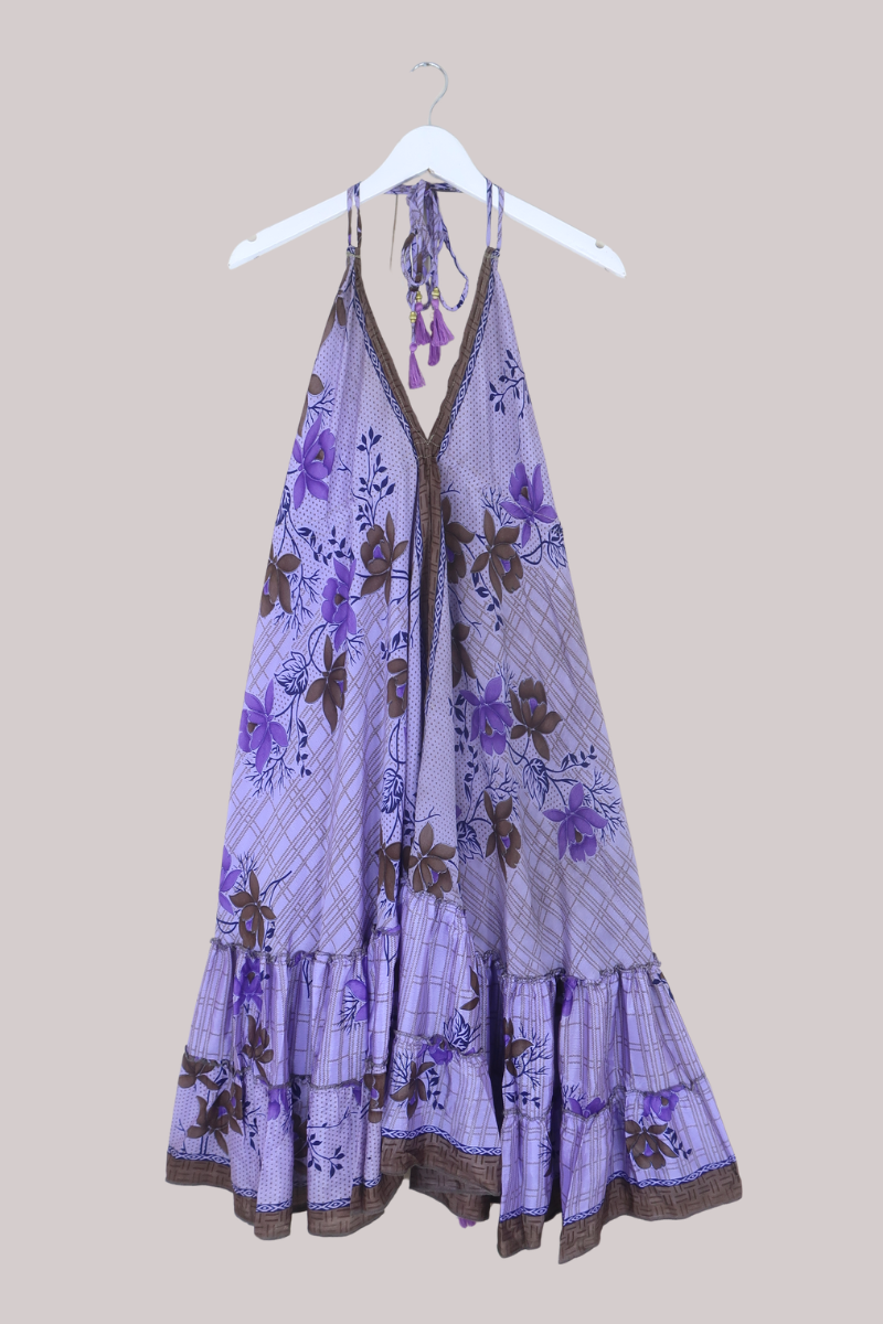 Blossom Halter Midi Dress in Periwinkle Florals - M/L