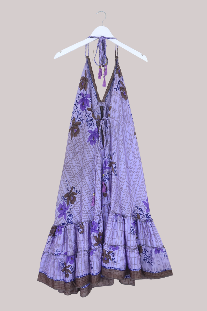 Blossom Halter Midi Dress in Periwinkle Florals - M/L