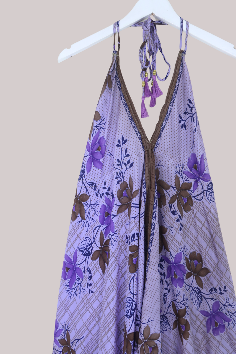 Blossom Halter Midi Dress in Periwinkle Florals - M/L
