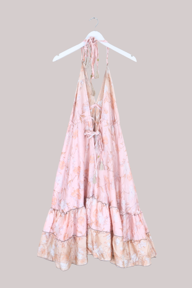 Blossom Halter Midi Dress in Pale Peach Blossom - Free Size M/L