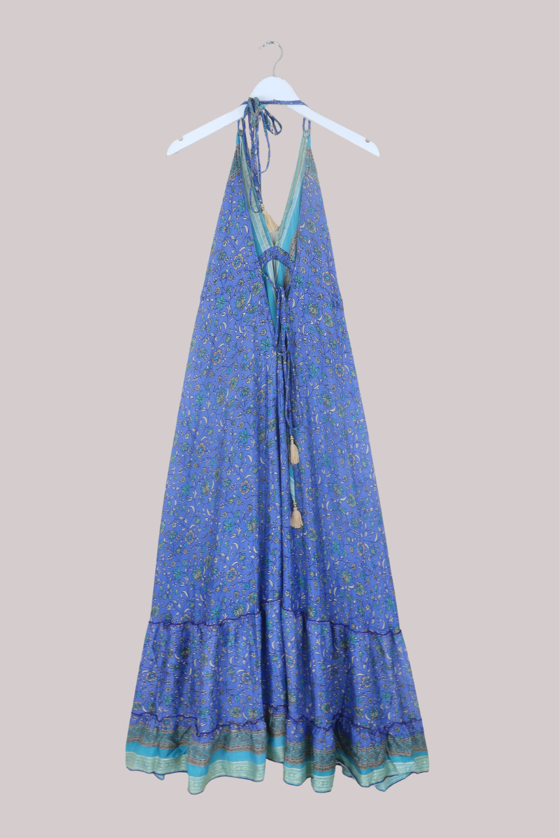 Blossom Halter Maxi Dress in Cornflower Blue - Free Size L/XL