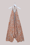 Medusa Recycled Sari Dress in Orange Desert Florals - Free Size M/L