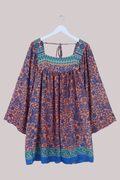 Honey Mini Dress in Clementine & Electric Blue - Free Size