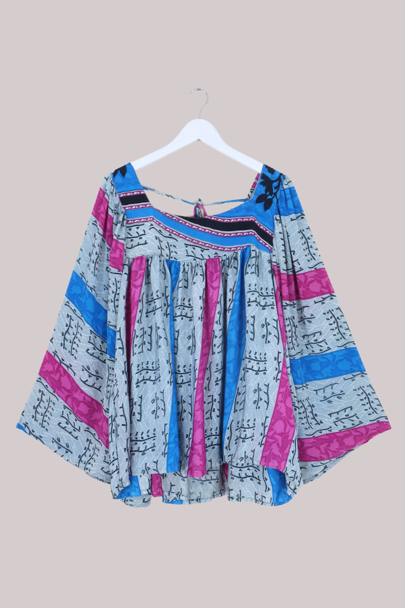 Honey Top in Abstract Fuschia & Blue - Free Size