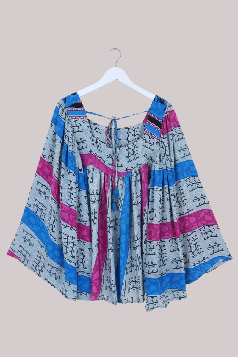 Honey Top in Abstract Fuschia & Blue - Free Size