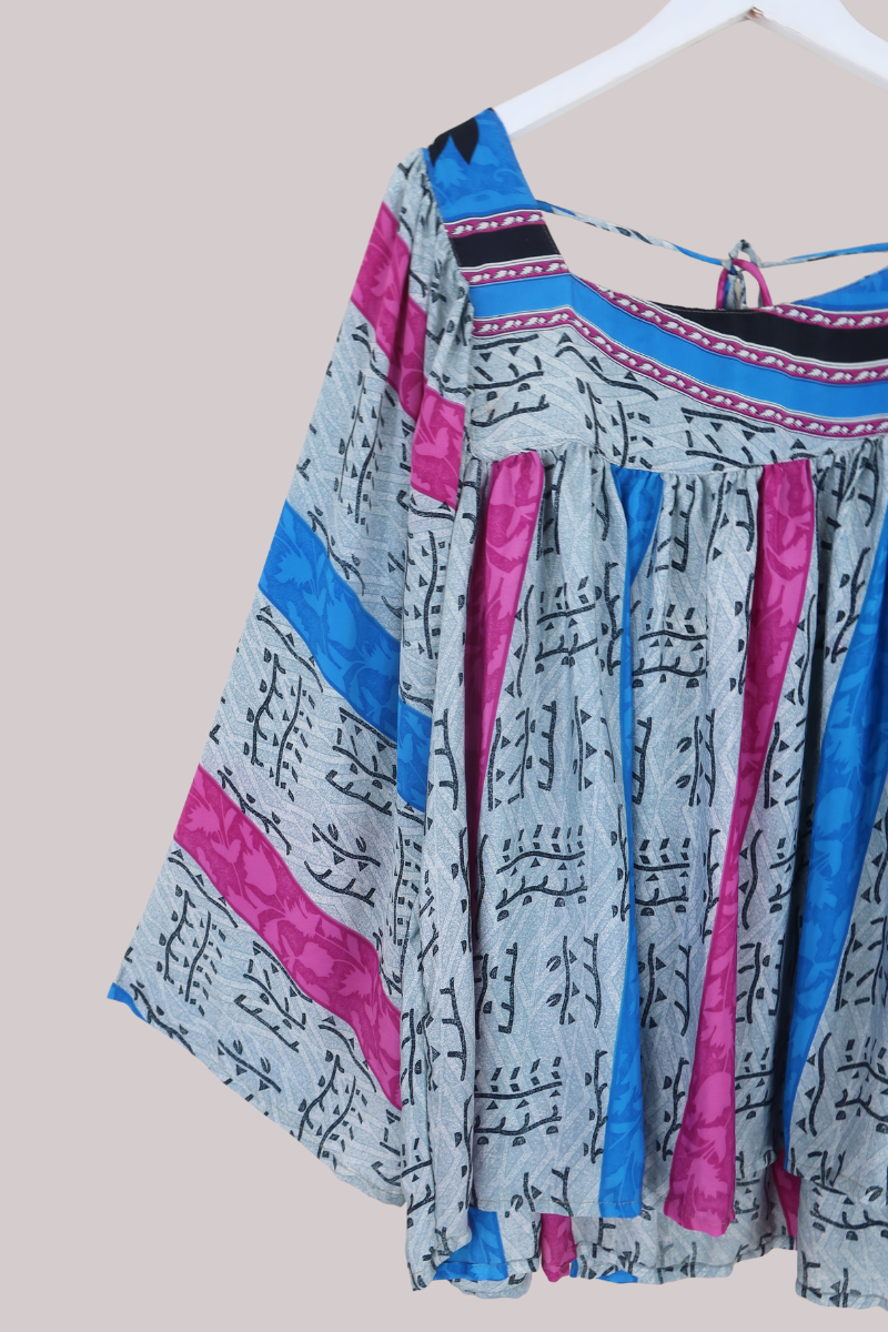 Honey Top in Abstract Fuschia & Blue - Free Size