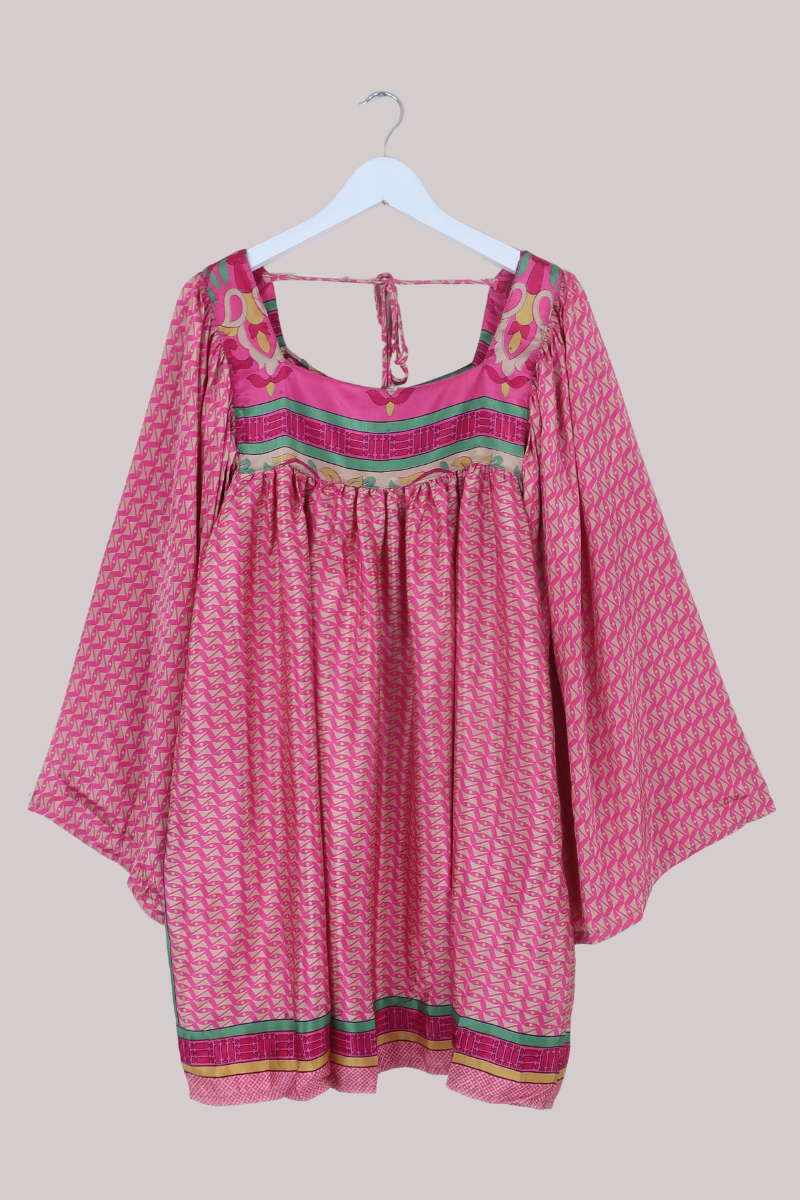 Honey Mini Dress in Vivid Coral Pink - Free Size