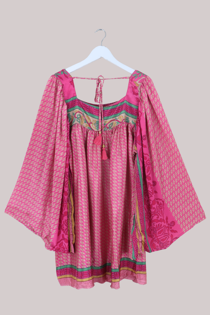 Honey Mini Dress in Vivid Coral Pink - Free Size