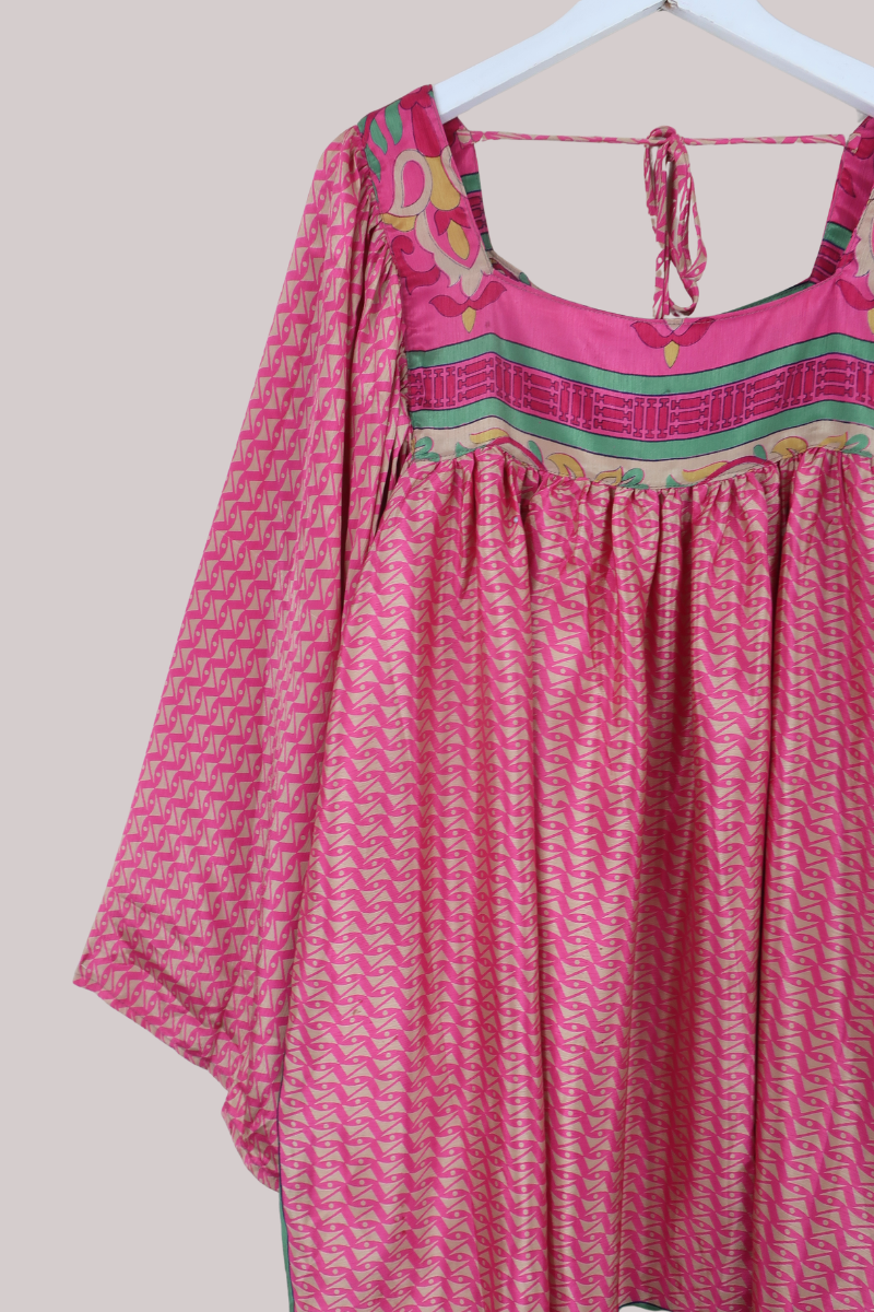 Honey Mini Dress in Vivid Coral Pink - Free Size
