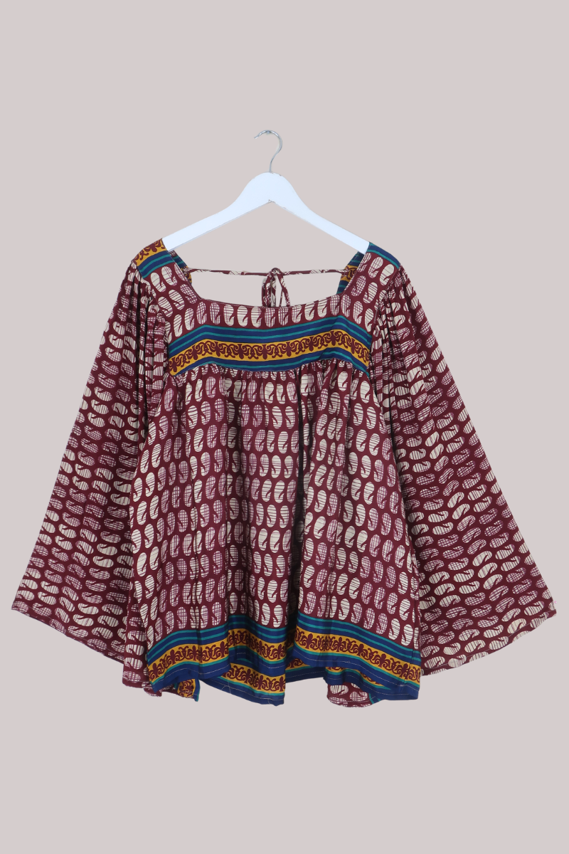 Honey Top in Burgundy Paisley - Free Size