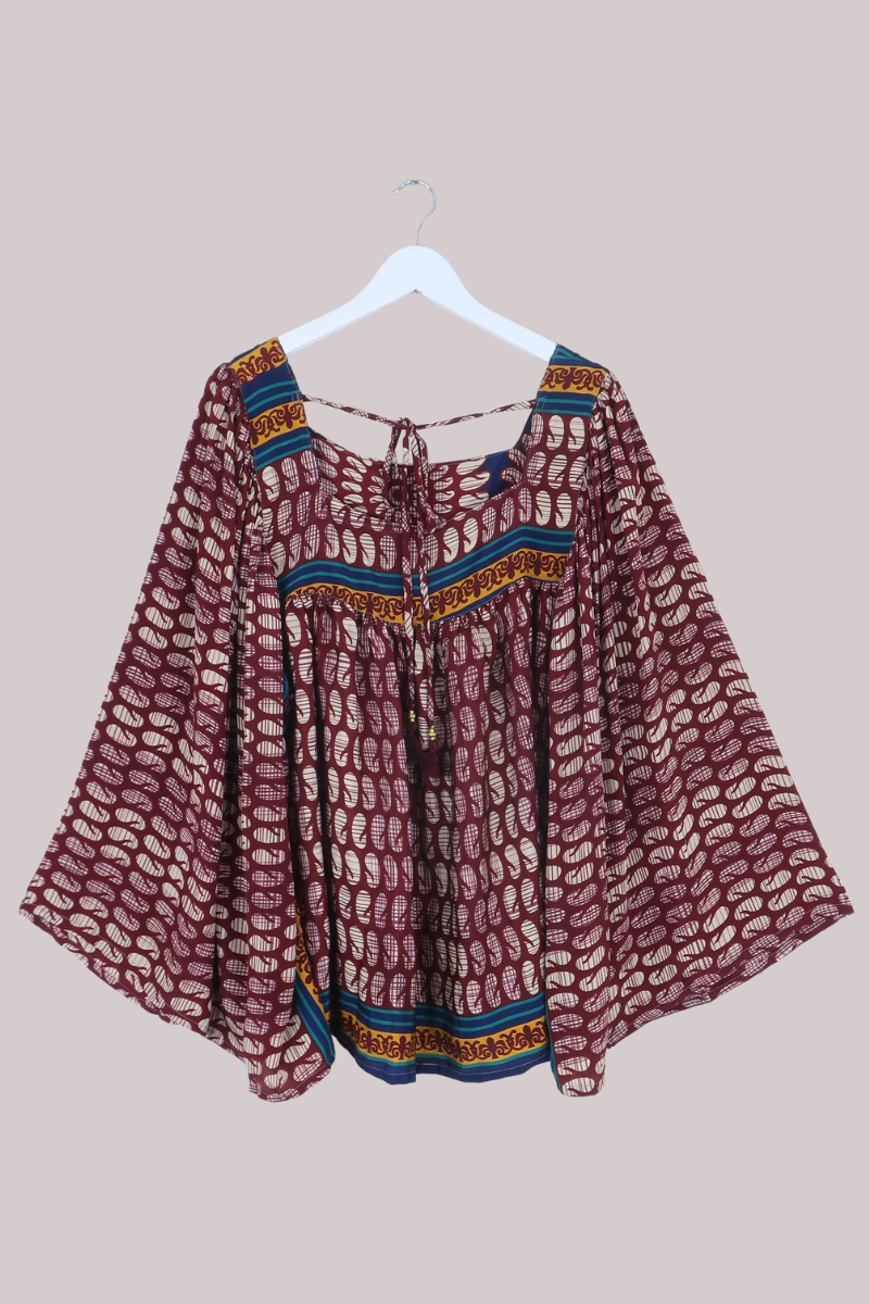 Honey Top in Burgundy Paisley - Free Size