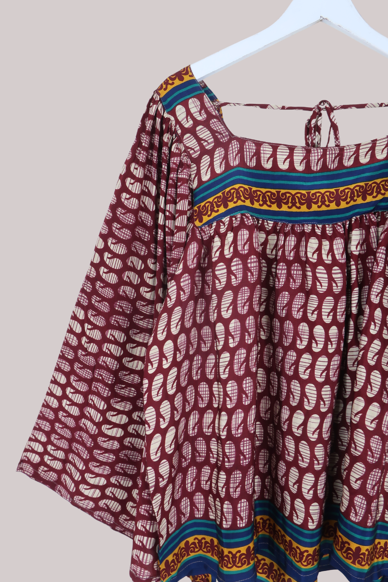 Honey Top in Burgundy Paisley - Free Size