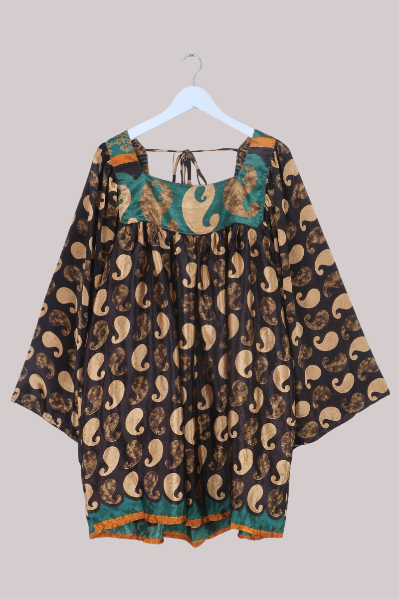 Honey Mini Dress in Cocoa Brown Paisley - Free Size