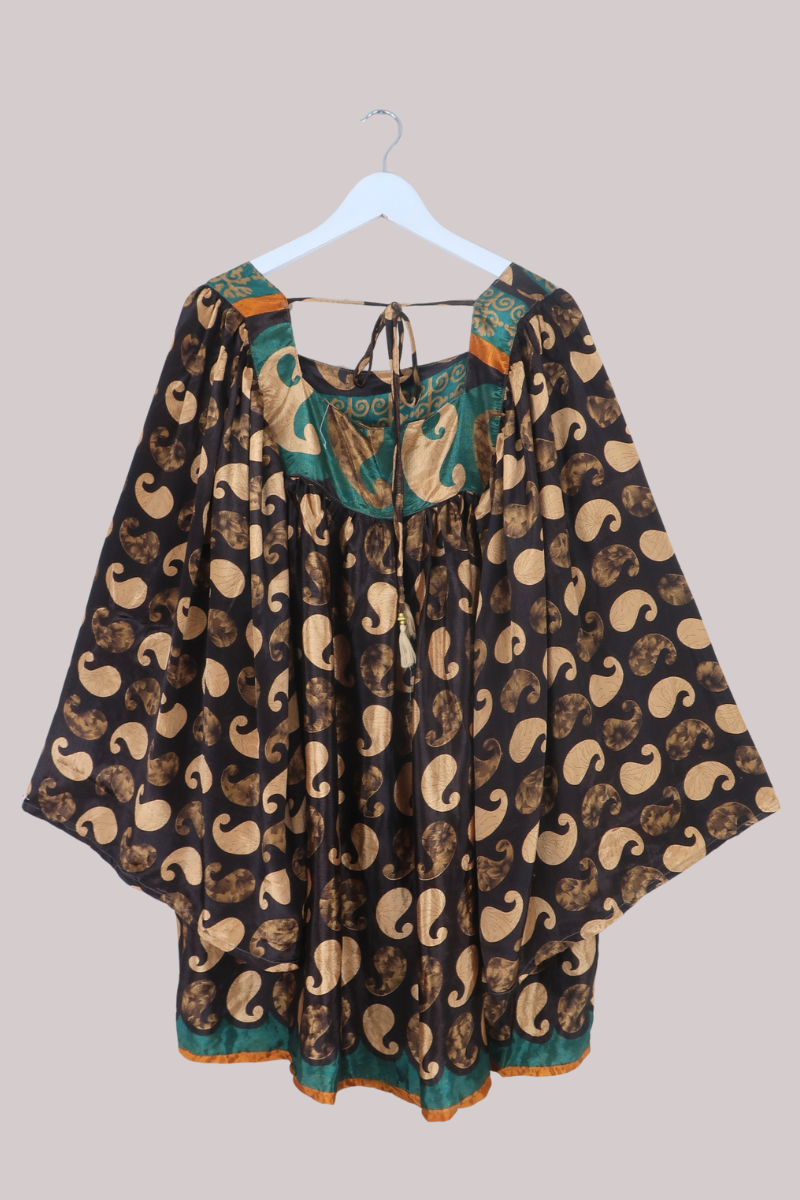 Honey Mini Dress in Cocoa Brown Paisley - Free Size