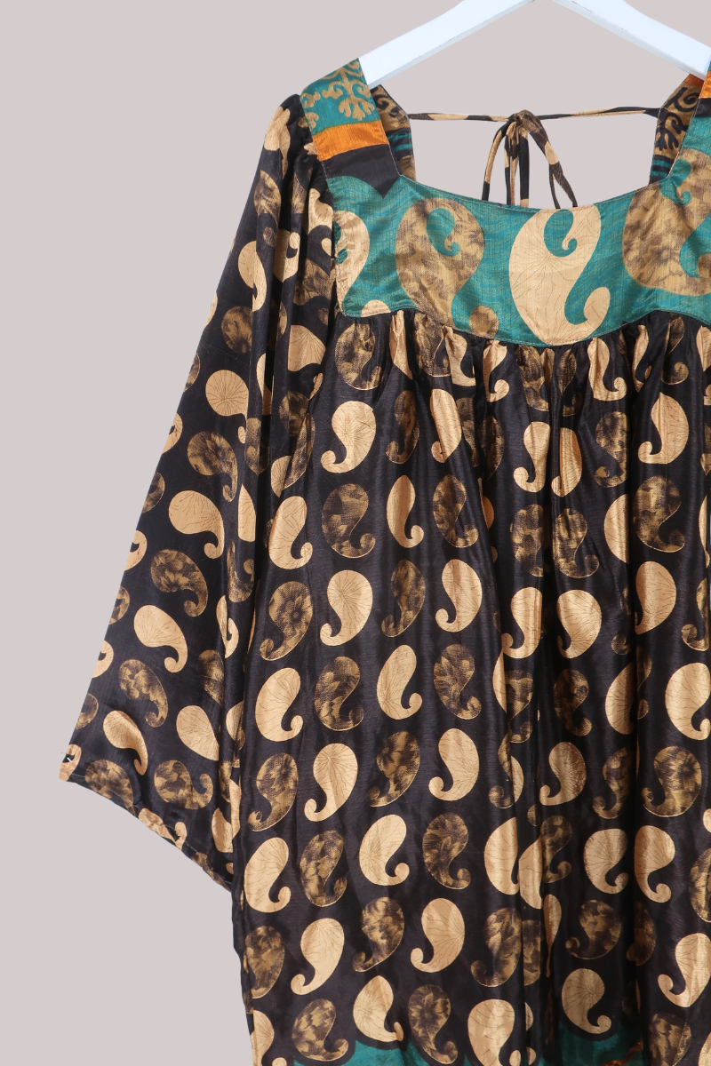Honey Mini Dress in Cocoa Brown Paisley - Free Size