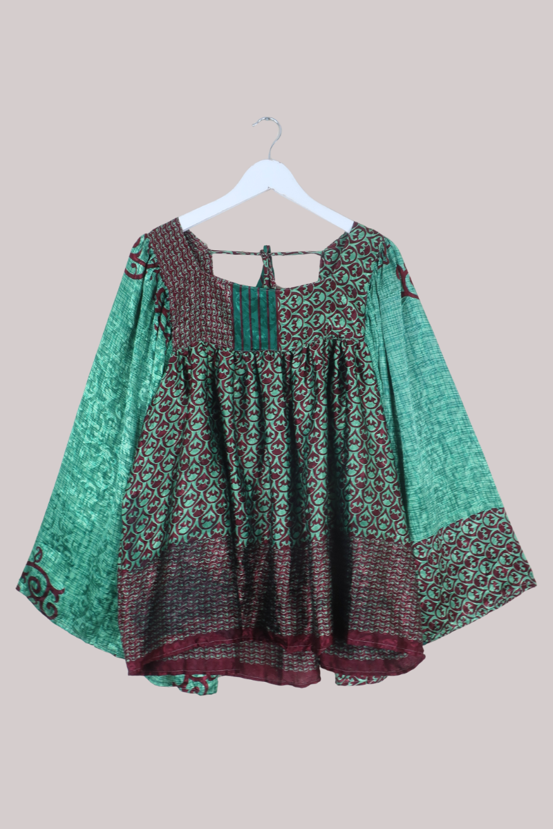 Honey Top in Shining Emerald & Maroon - Free Size