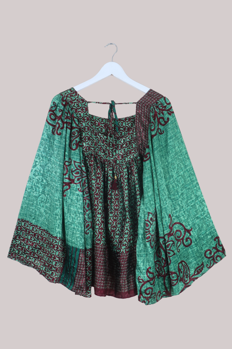 Honey Top in Shining Emerald & Maroon - Free Size