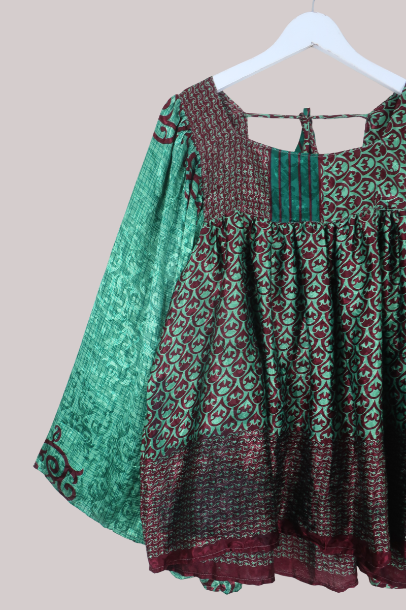 Honey Top in Shining Emerald & Maroon - Free Size