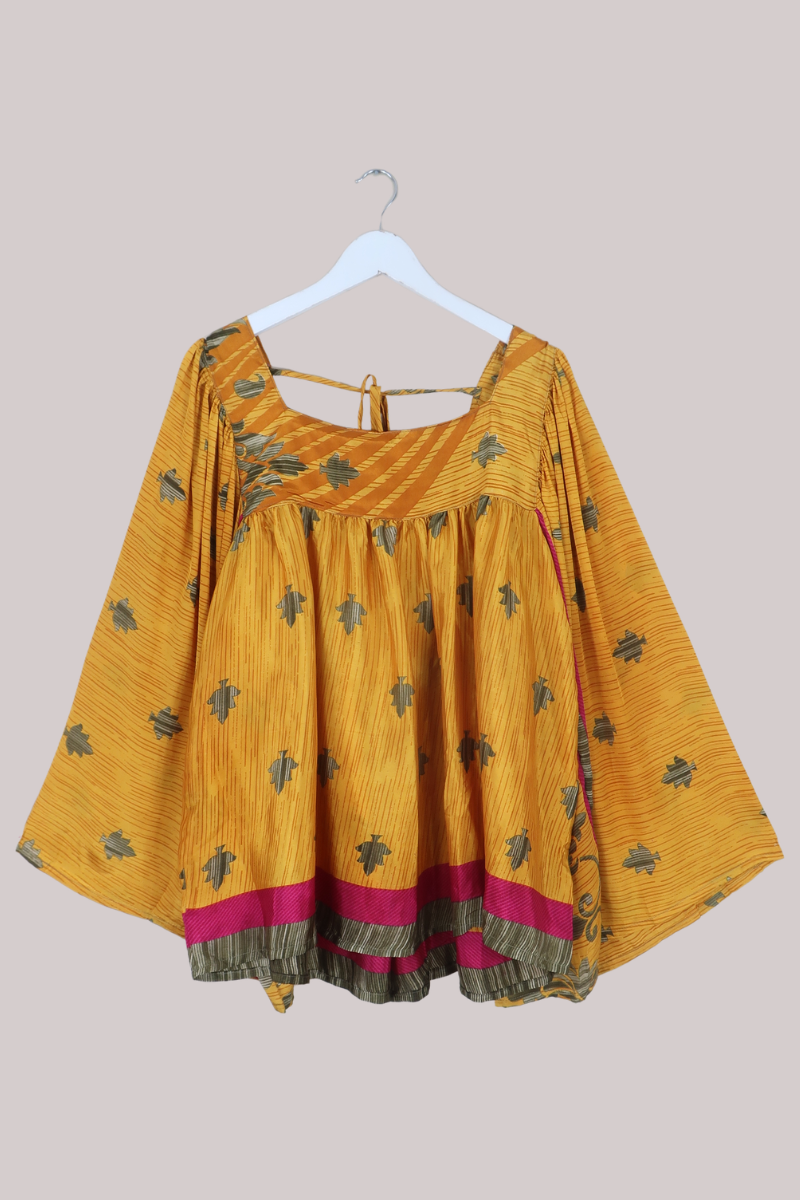 Honey Top in Mustard Yellow Leaves - Free Size