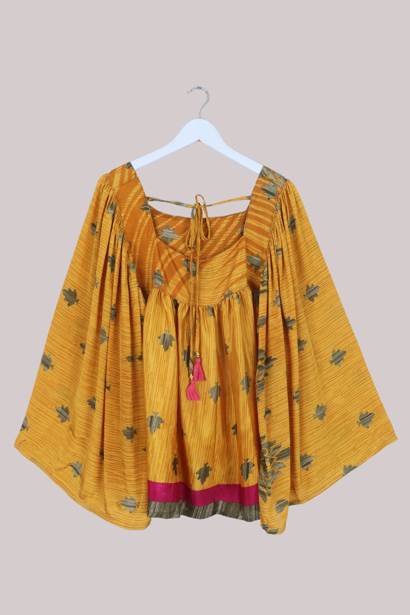 Honey Top in Mustard Yellow Leaves - Free Size