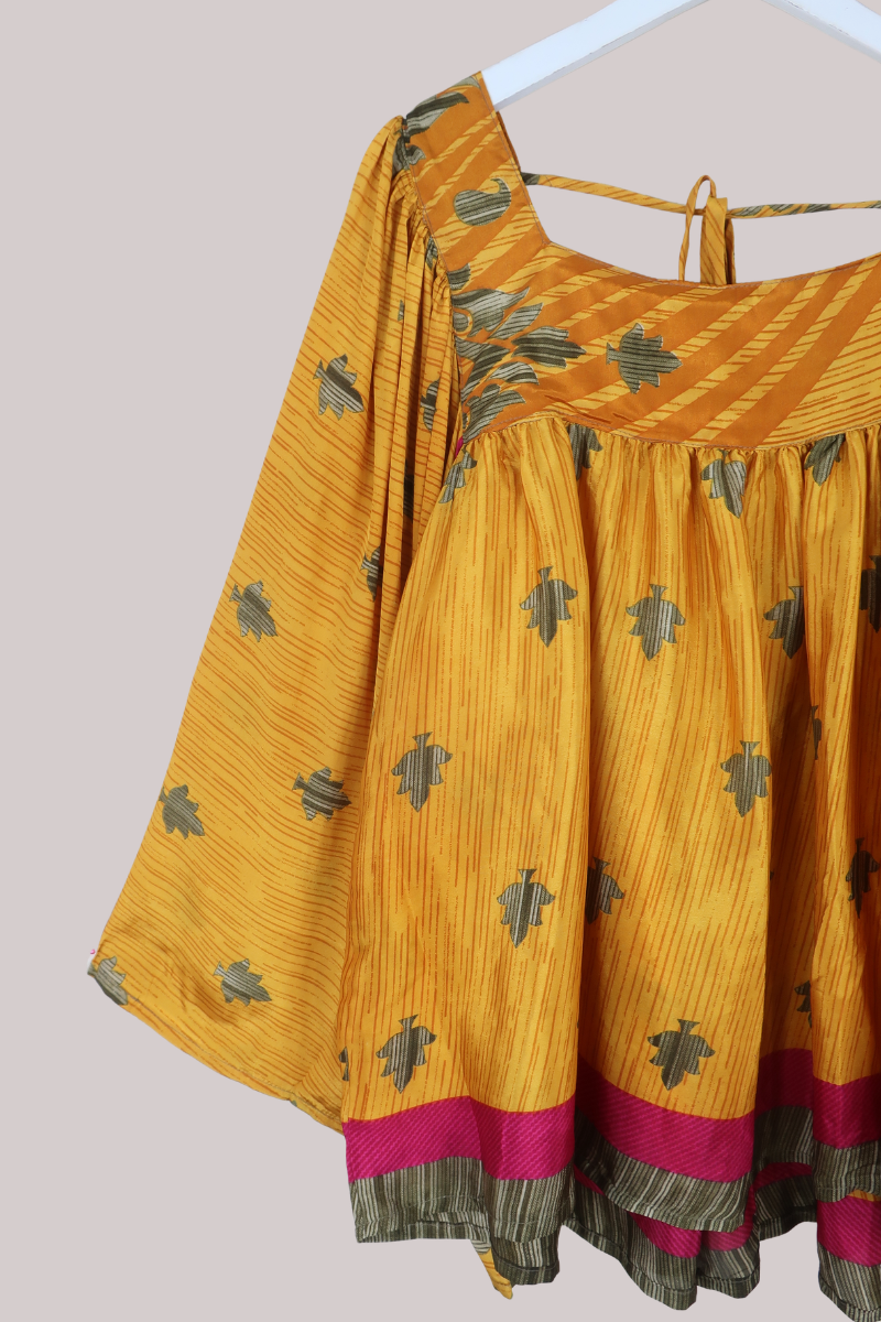 Honey Top in Mustard Yellow Leaves - Free Size