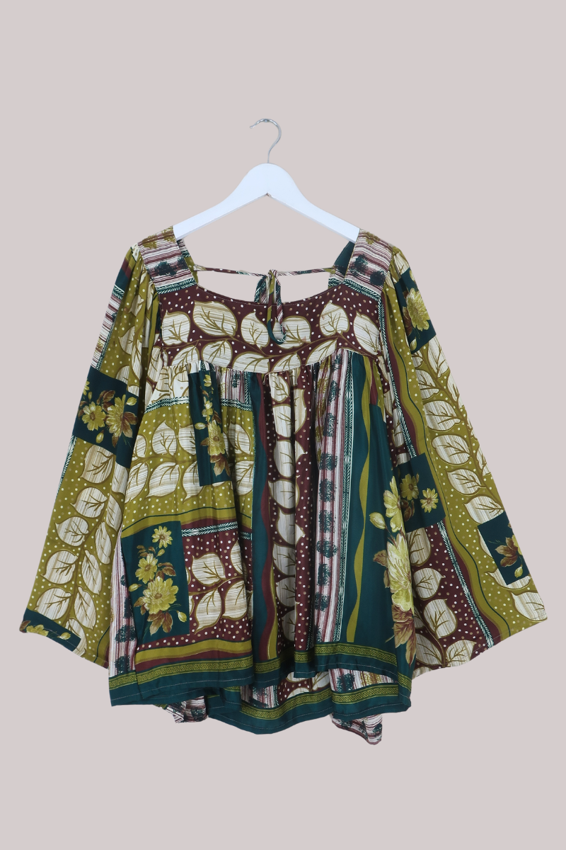 Honey Top in Olive Autumn Patchwork - Free Size