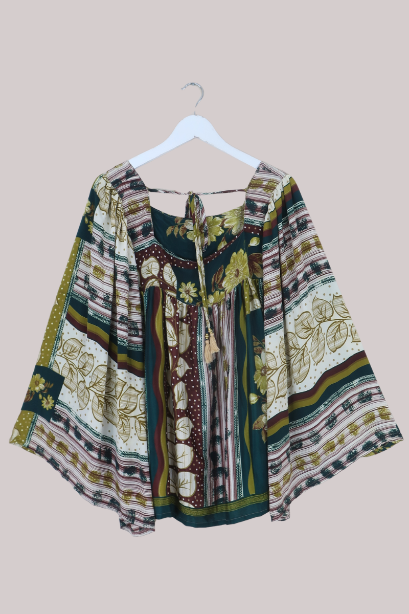 Honey Top in Olive Autumn Patchwork - Free Size