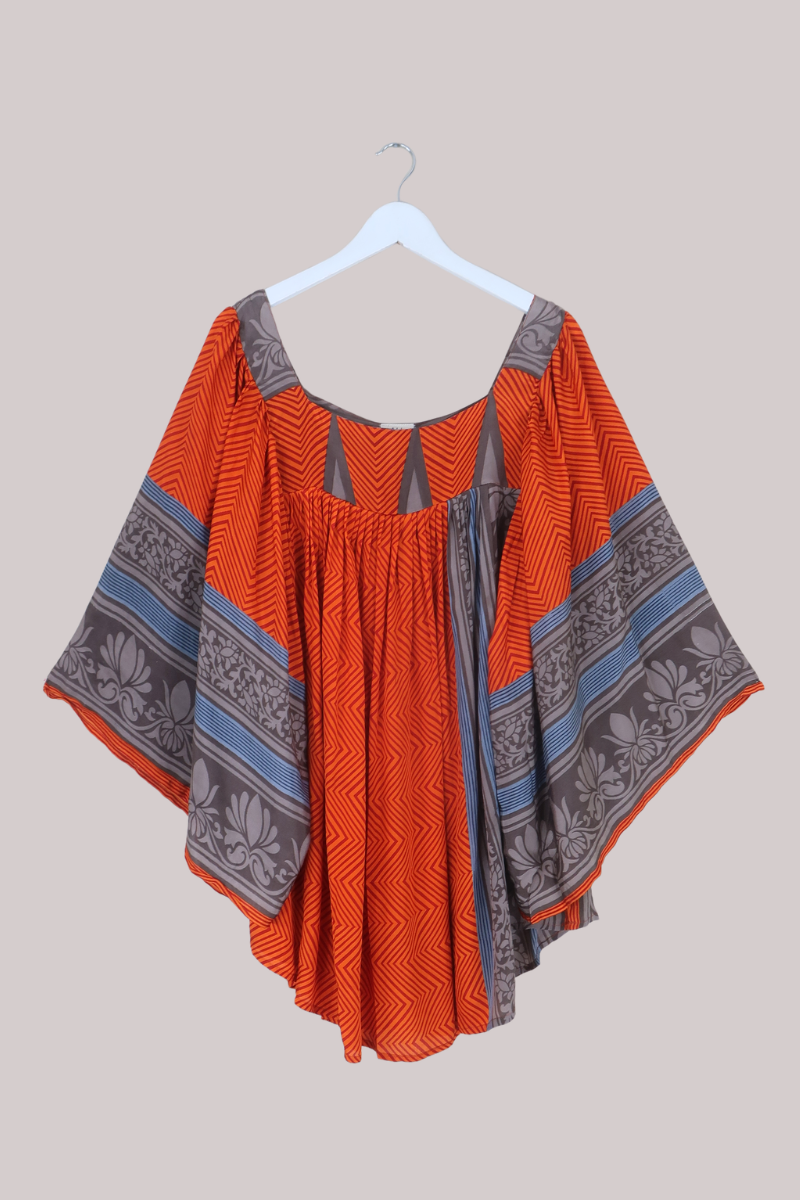 Honey Mini Dress in Burnt Orange & Taupe - Free Size