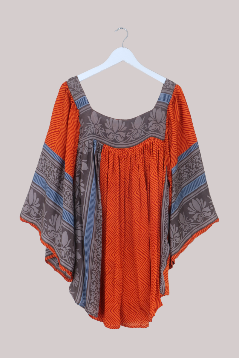 Honey Mini Dress in Burnt Orange & Taupe - Free Size