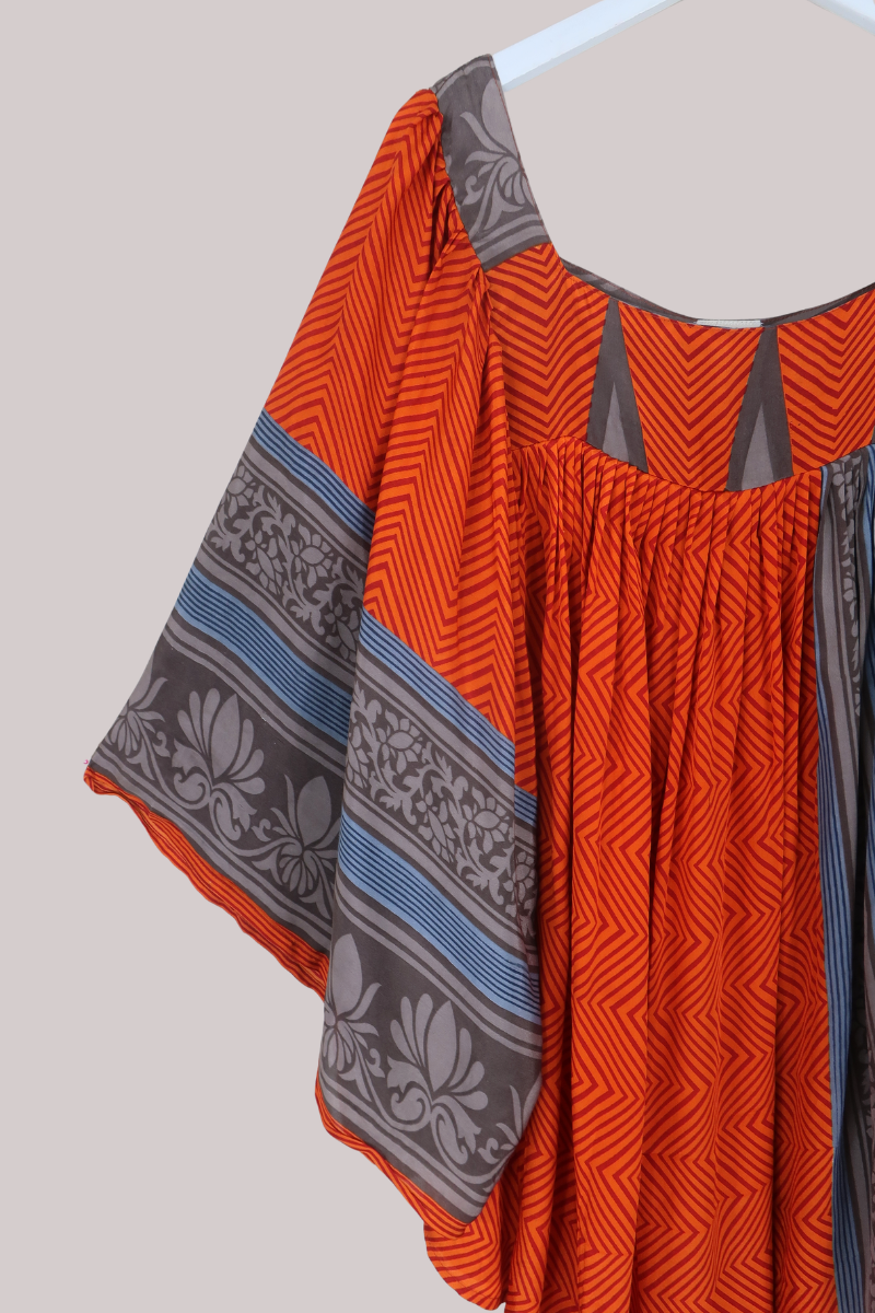 Honey Mini Dress in Burnt Orange & Taupe - Free Size