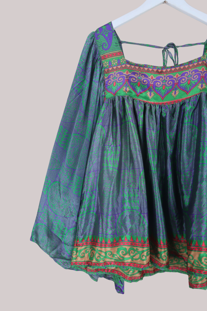 Honey Top in Abstract Festival Green - Free Size