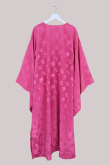 Cassandra Maxi Kaftan - Barbra Pink Floral Shimmer  - Vintage Sari - Size L/XL