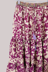 Rosie Midi Skirt in Royal Purple Abstract Florals - Free Size