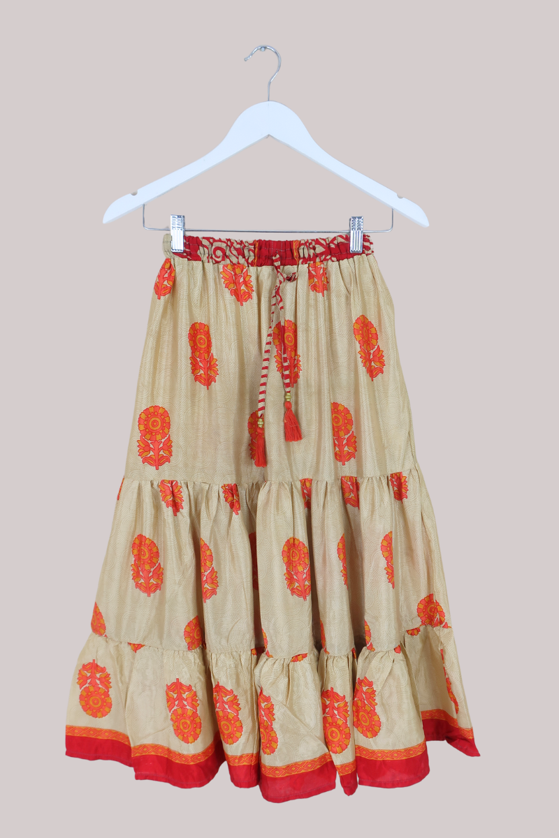 Rosie Midi Skirt in Golden Sunflower Field - Free Size