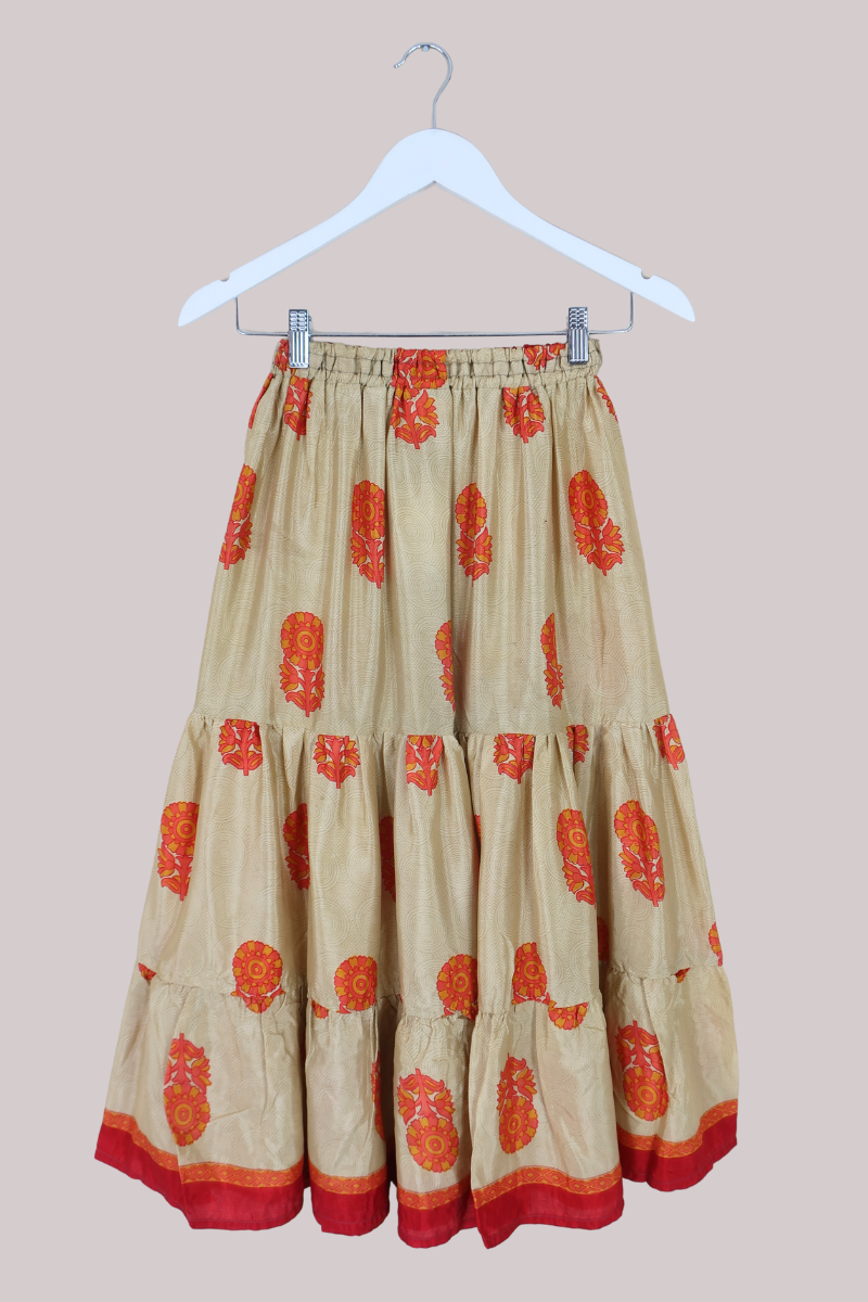 Rosie Midi Skirt in Golden Sunflower Field - Free Size