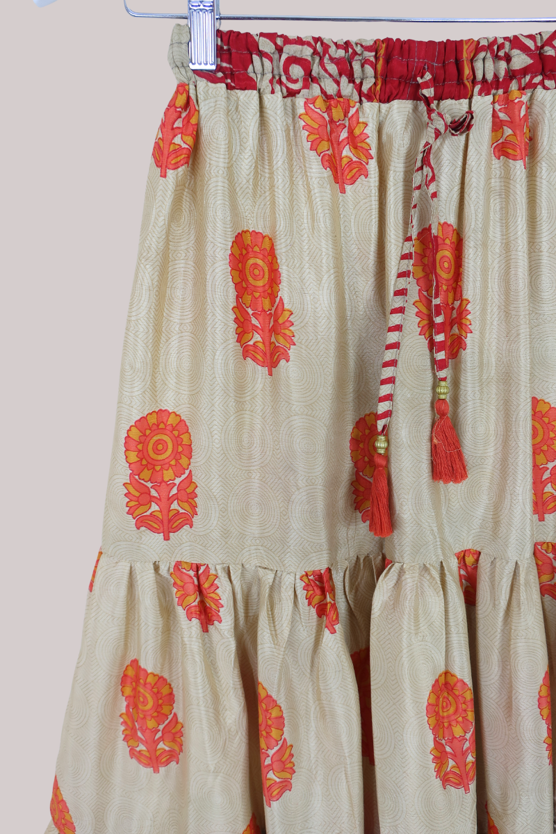 Rosie Midi Skirt in Golden Sunflower Field - Free Size