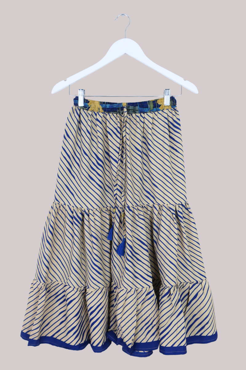 Rosie Midi Skirt in Amalfi Blue Stripe - Free Size